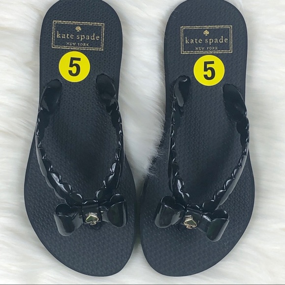 kate spade black bow flip flops